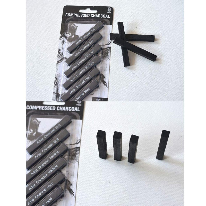 Clobeau Artist Compressed Charcoal Sticks for Sketching, Drawing, Shading, Soft, Medium, Hard, Art Supplies Sketch Kits Tools, 6-Piece Boxed - Image 3